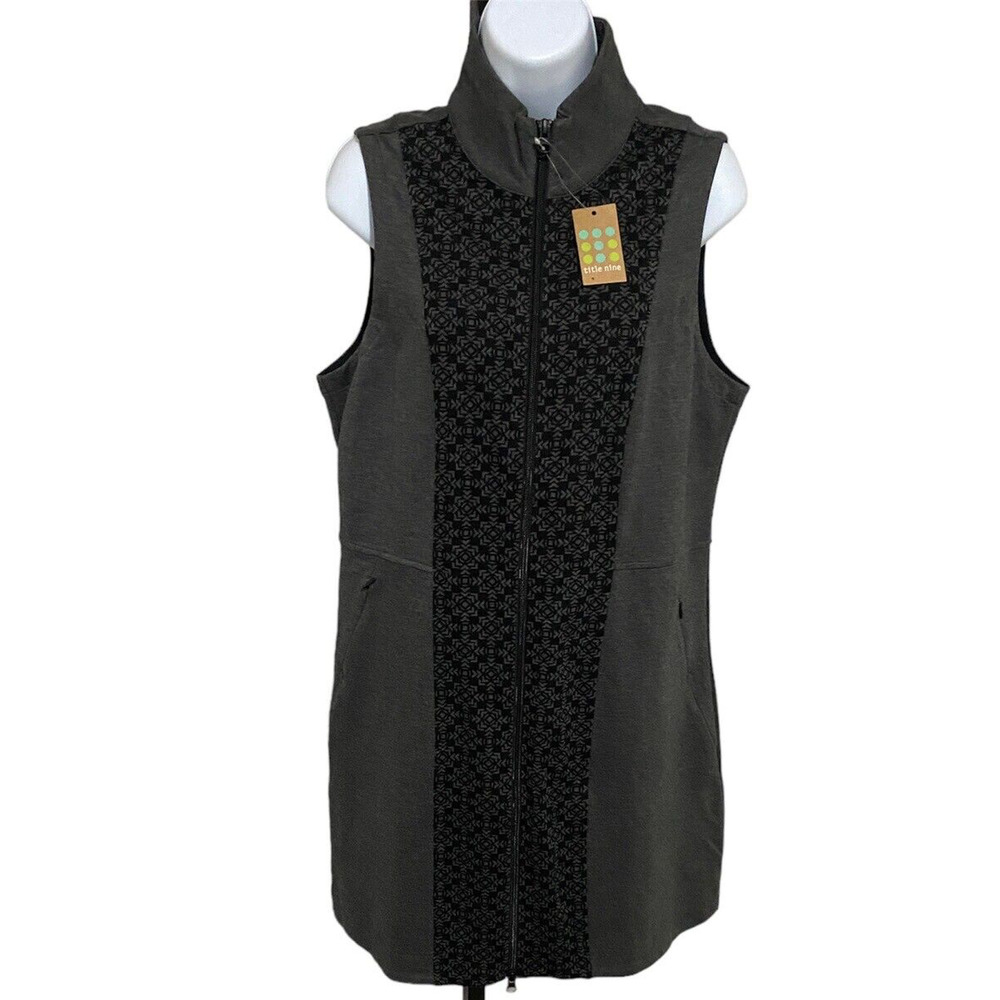 NWT TITLE NINE Passport Women’s Pointe Zipper Dress Size Large Gray Black New